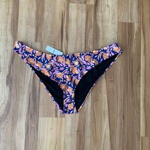J Crew Curved Waist Cheeky Bikini Bottom Blue Floral Size 3X NWT